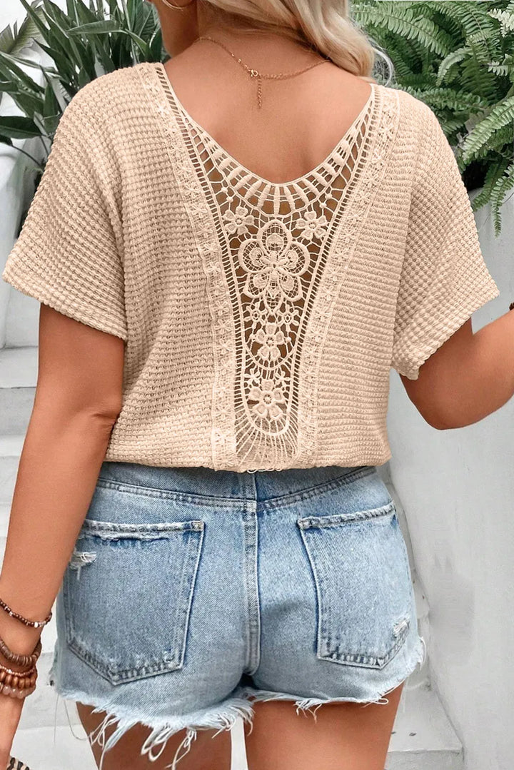 Stilla | Plus Size Struktureret Blonde Rund Hals Kort Ærmet T-Shirt