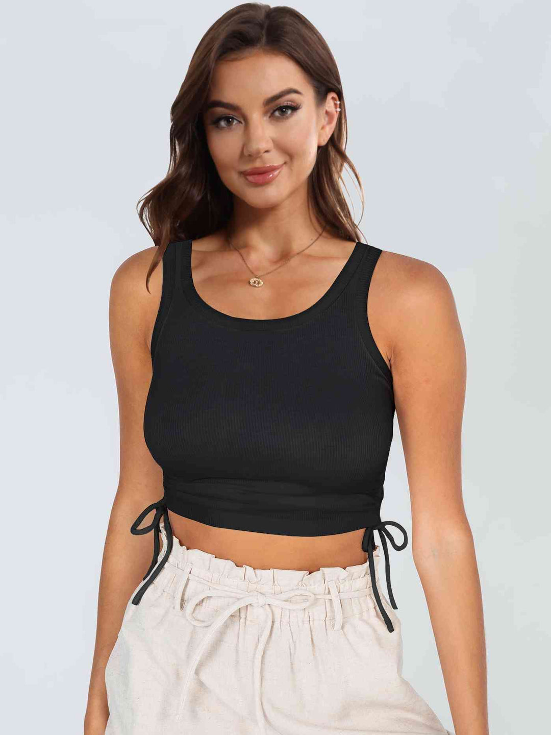 Stilla | Rynket Rund Hals Tanktop