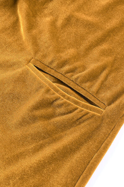 Stilla | Neck Longline Velvet Cardigan Med Lommer