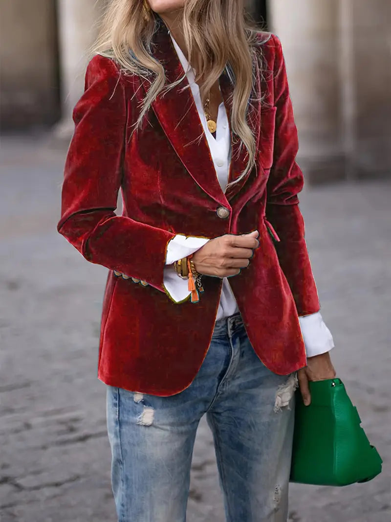 Stilla | Elegant Blazer Damer I Velour med Tailored Skæring