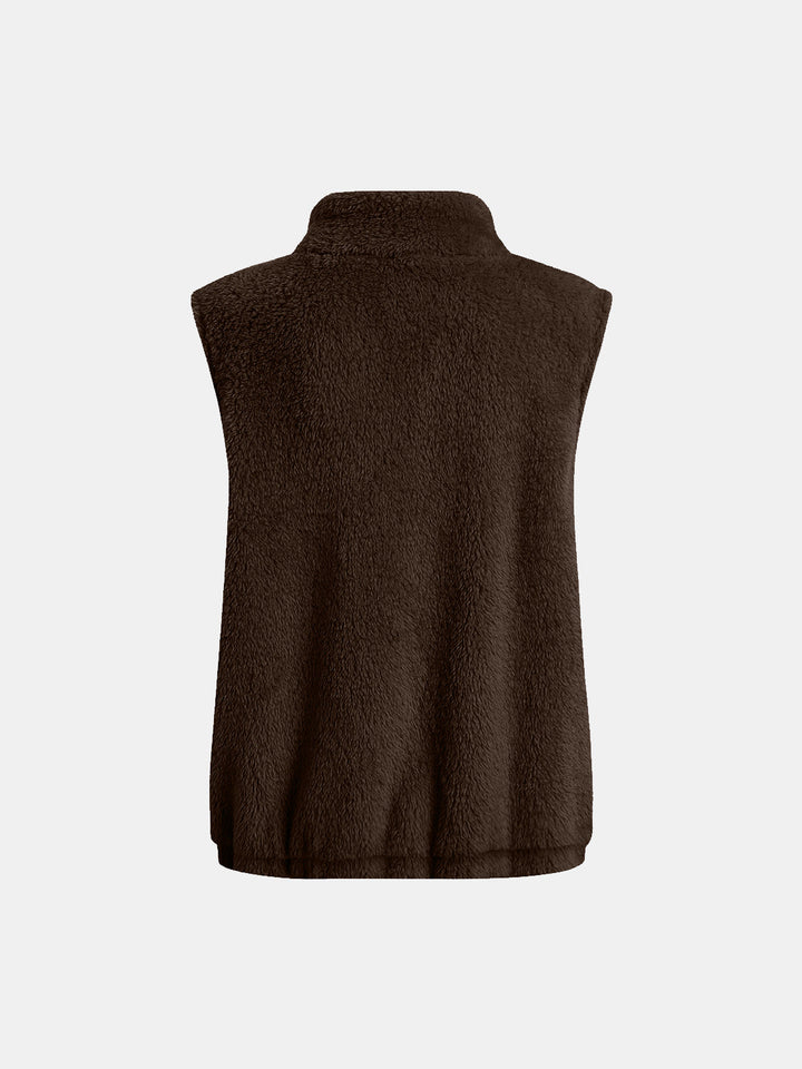 Stilla | Plush Vest Kapotte med Lynlås og Store Lommer