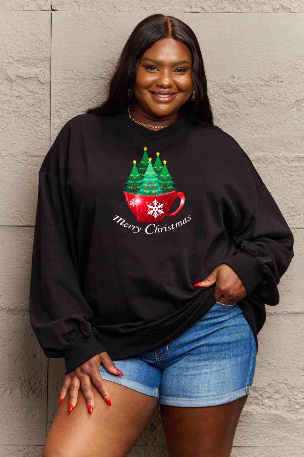 Stilla | Love Full Size Glædelig Jul Grafisk Sweatshirt