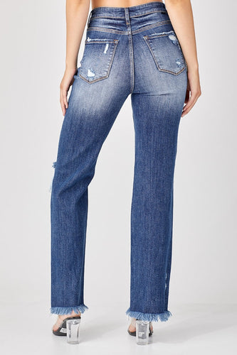 Stilla | Full Size Raw Hem Distressed Straight Jeans