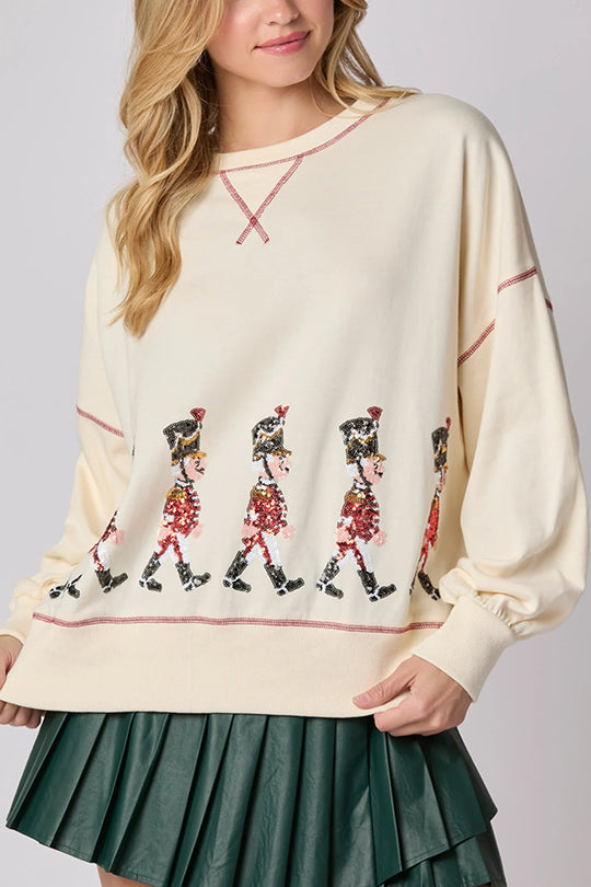 Stilla | Jule Soldat Pailletter Langærmet Fritids Sweatshirt