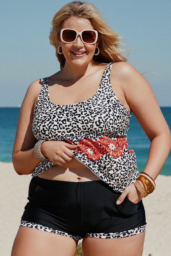 Stilla | Størrelse Mixed Print Tankini Sæt Med Lommer