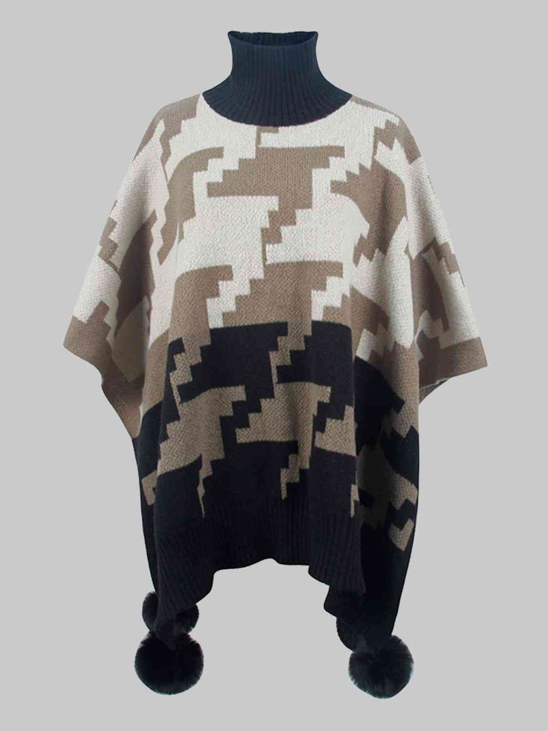 Stilla | Pom-pom Trim Poncho