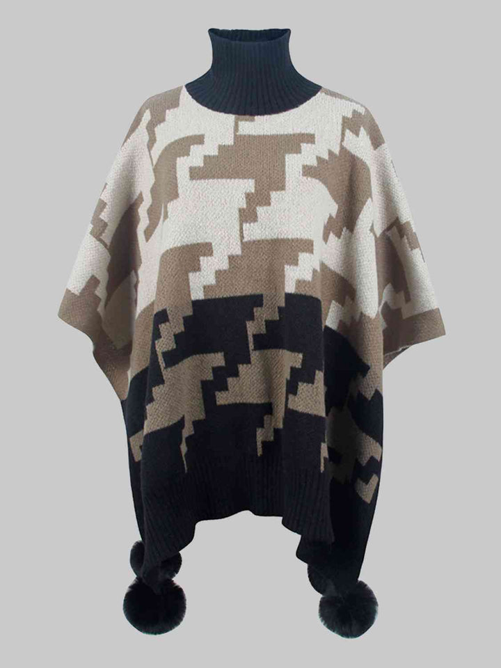 Stilla | Pom-pom Trim Poncho