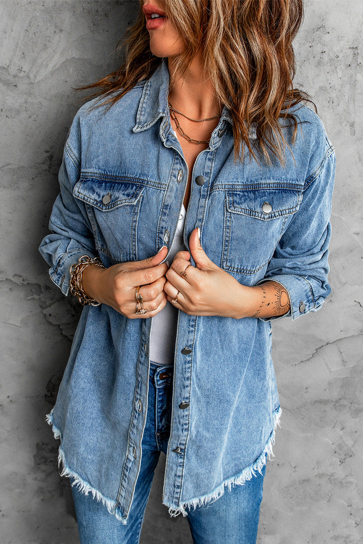 Stilla | Up Pocketed Raw Hem Denimjakke