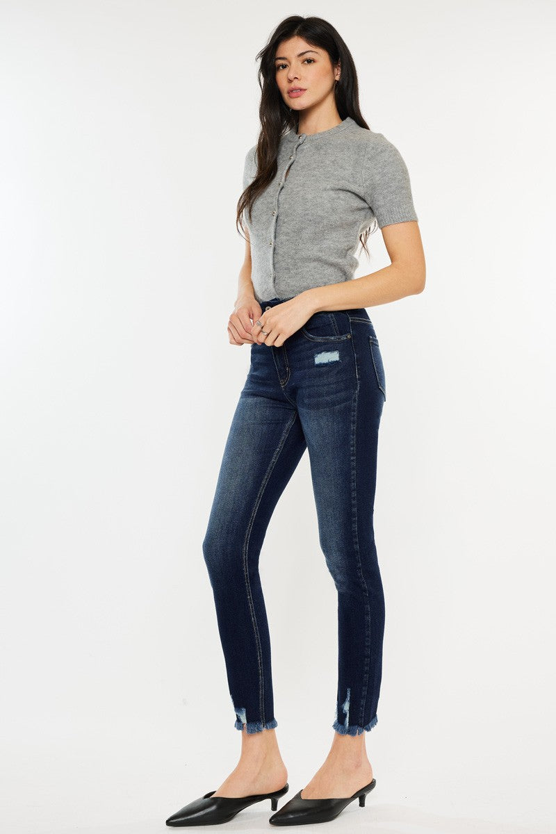 Stilla | Full Size Cat's Whiskers Raw Hem Høj Talje Jeans