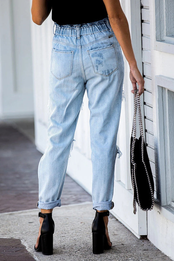 Stilla | Kristen Paperbag Talje Distressed Mom Jeans