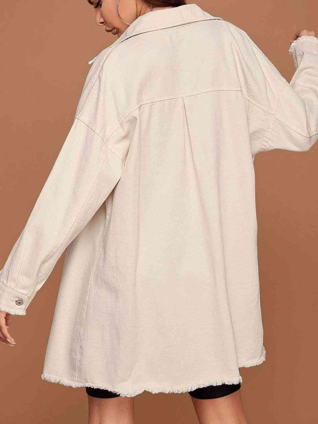 Stilla | Nakke Knap-op Faldende Skulder Denim Jakke