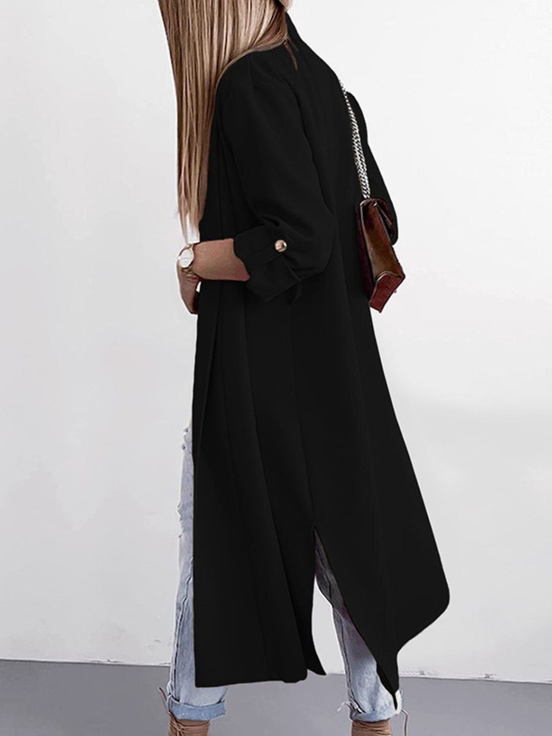 Stilla | Åben Front Rulle-Tab Ærme Trench Coat