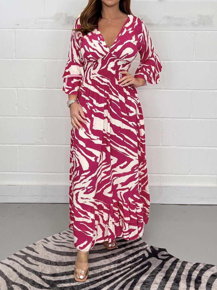 Stilla | Prinetet Flounce Sleeve Maxi Kjole