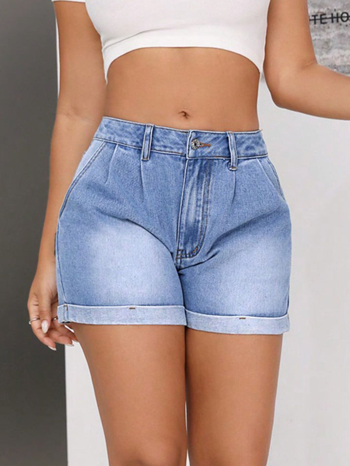 Stilla | Hem Mid-Rise Talje Denim Shorts