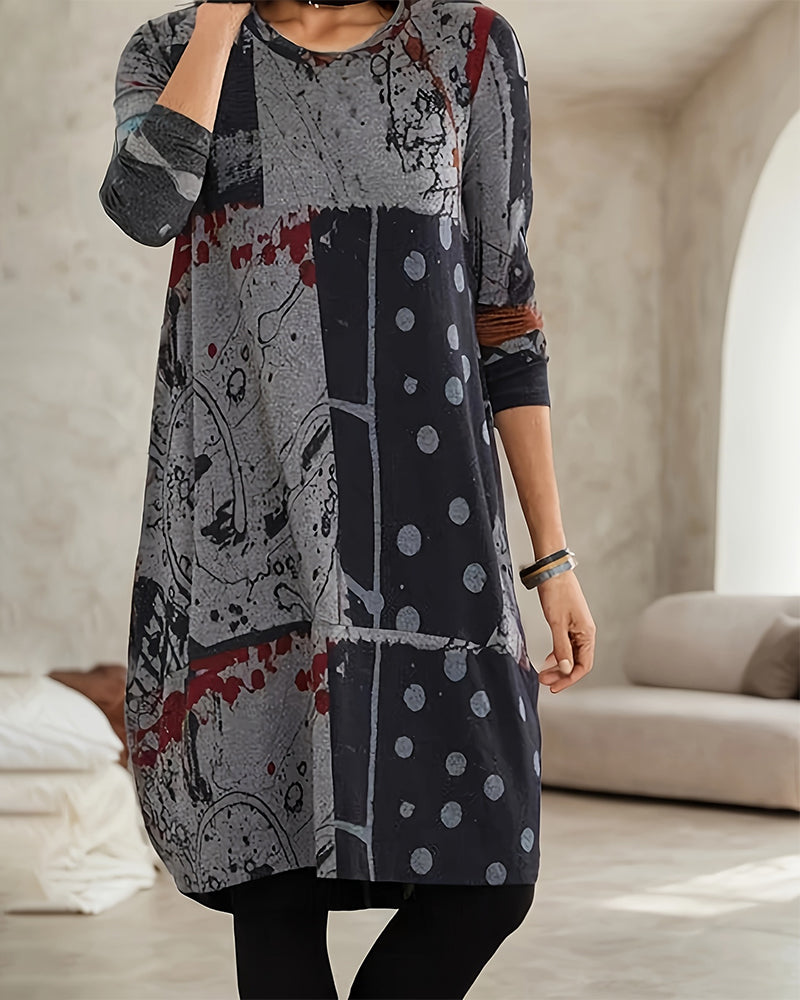 Stilla | Retro kjole med print