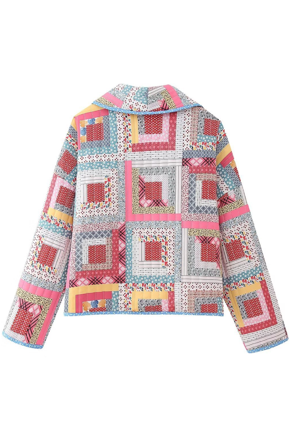 Stilla | Cardigan quiltet Colorblock ternet bomuldsjakke