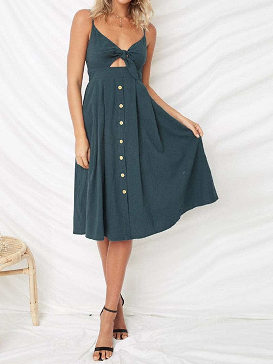 Stilla | Smocked Sweetheart Neck Cami Kjole