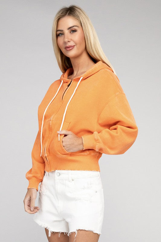 Stilla | Sweatjakke Med Lynlås I Acid Wash Fleece