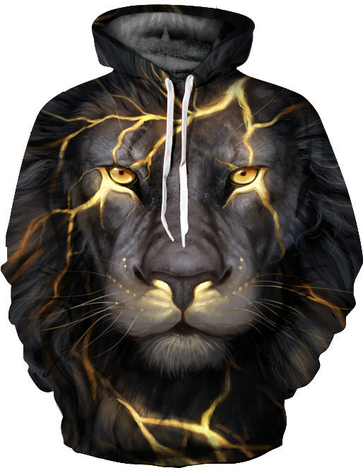 Herre hoodie med imponerende løvemotiv og energisk design Stilla