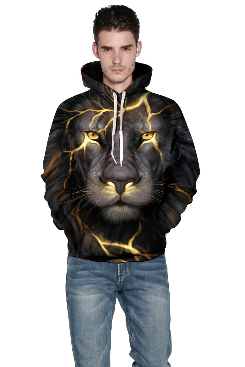 Herre hoodie med imponerende løvemotiv og energisk design Stilla
