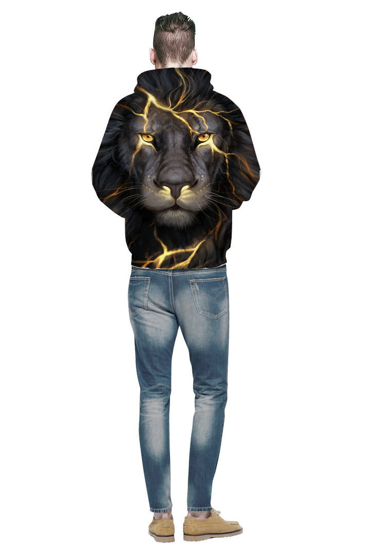 Herre hoodie med imponerende løvemotiv og energisk design Stilla