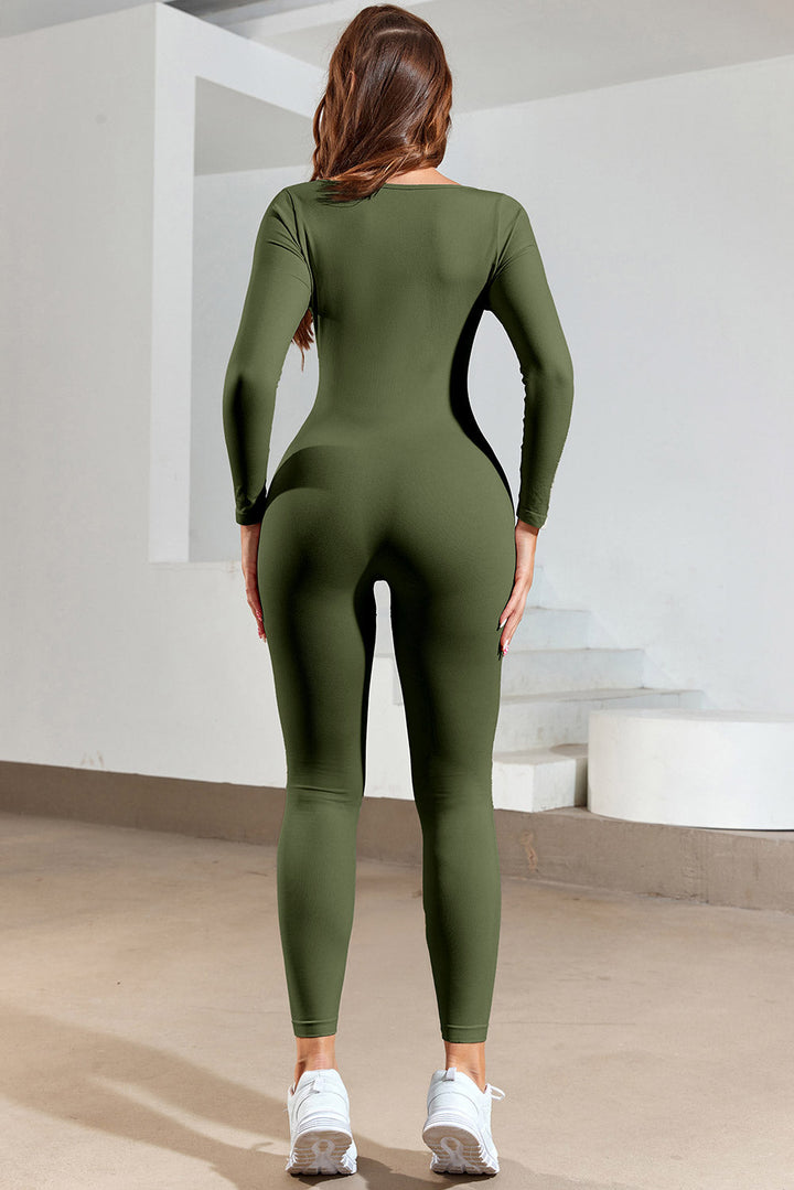 Stilla | Square Neck Langærmet Active Jumpsuit