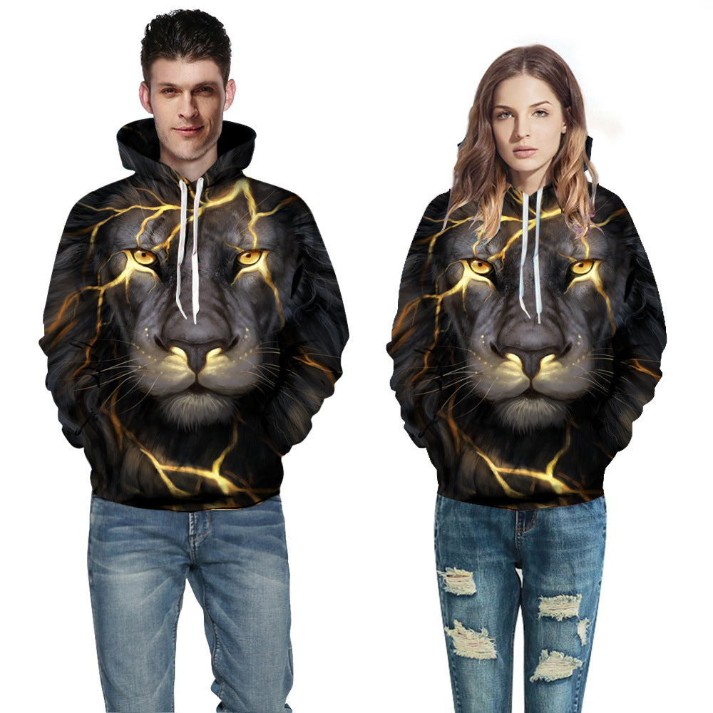 Herre hoodie med imponerende løvemotiv og energisk design Stilla