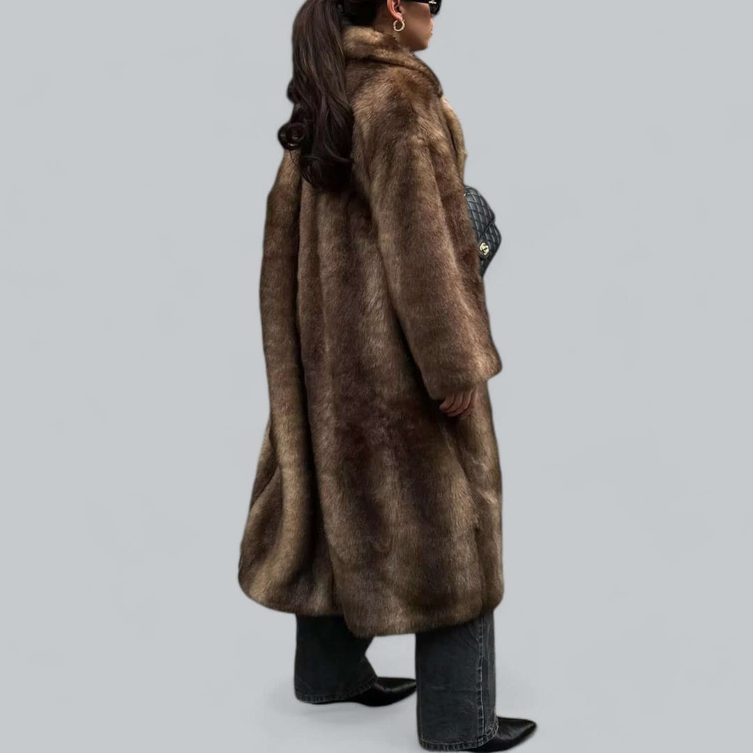 Stilla | Elegant Kunstpels Lang Trenchcoat