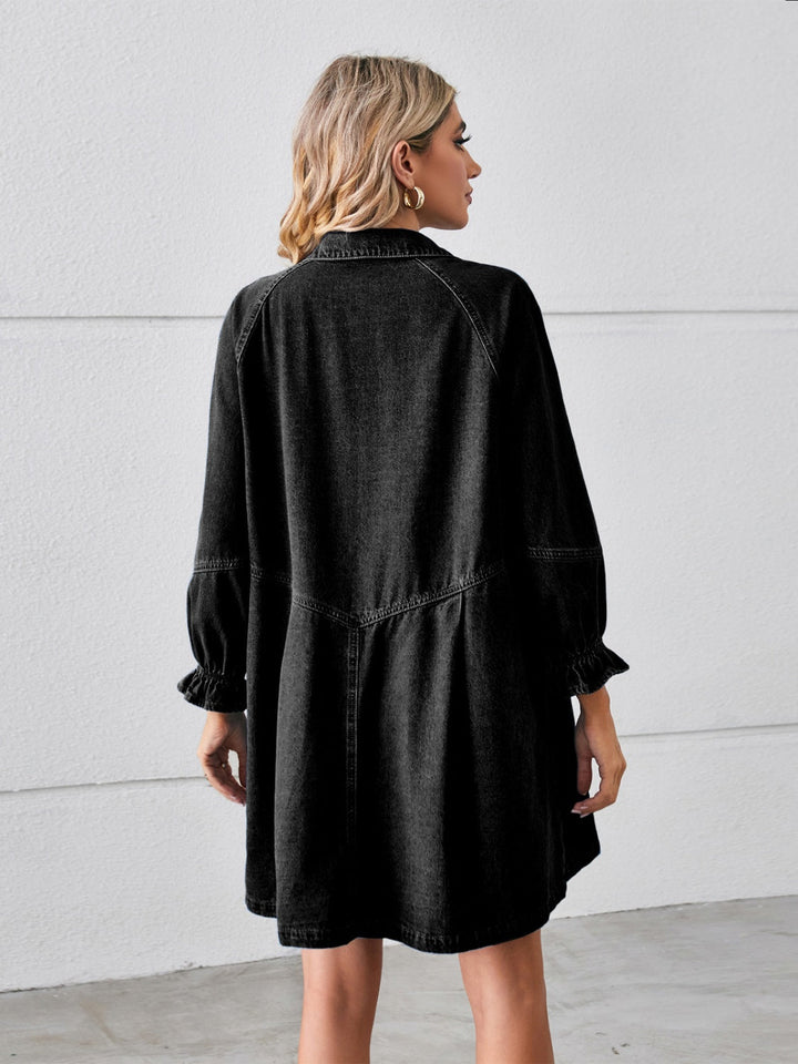 Stilla | Up Flounce Sleeve Mini Denim Dress