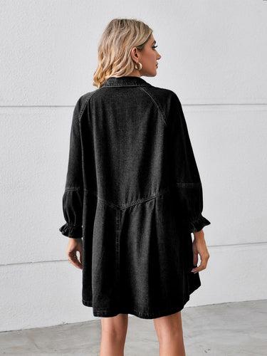 Stilla | Up Flounce Sleeve Mini Denim Dress