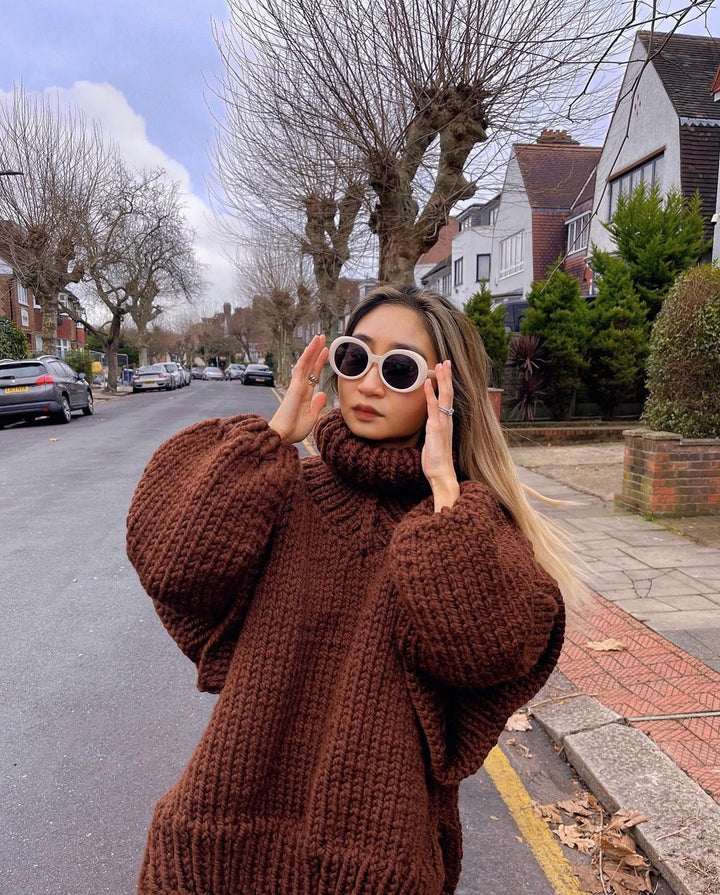 Stilla | Chunky Strik Oversized Rulle-Hals Sweater til Kvinder