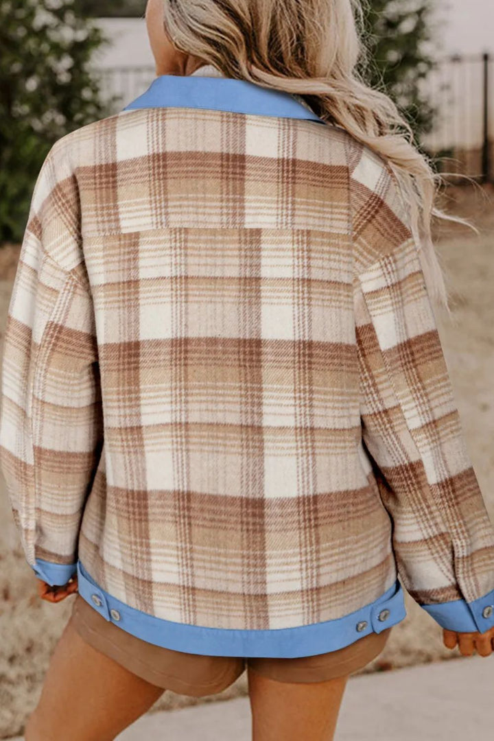 Stilla | Trim Plaid Krave Neck Shacket