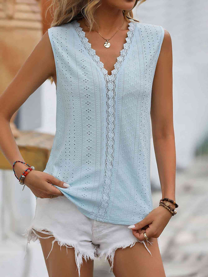 Stilla | Spliced Lace V-hals Udenærmelig Top