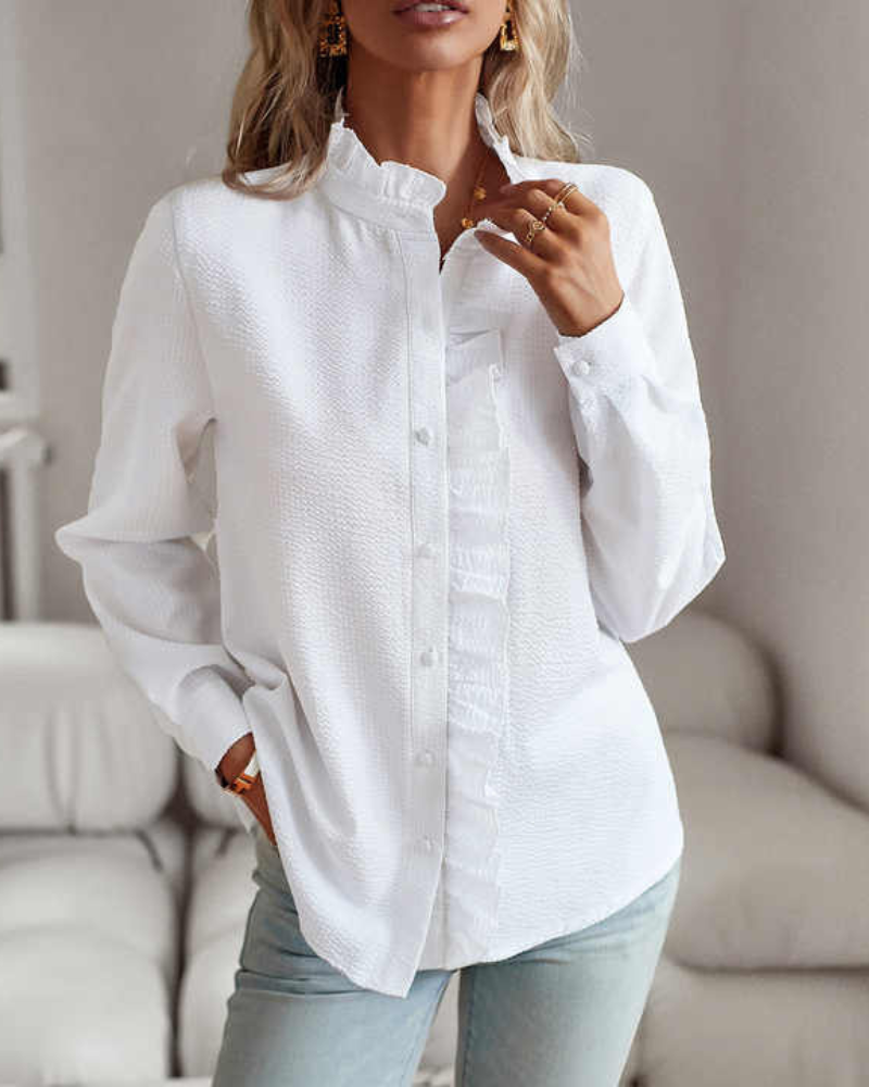 Stilla | Casual Bluse Med Flæser