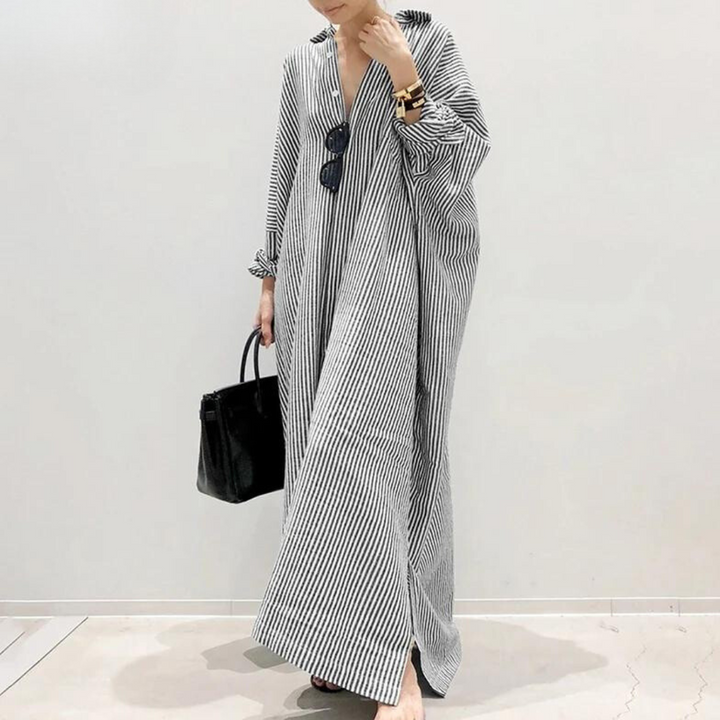 Stilla | Oversize Stribet Skjortekjole