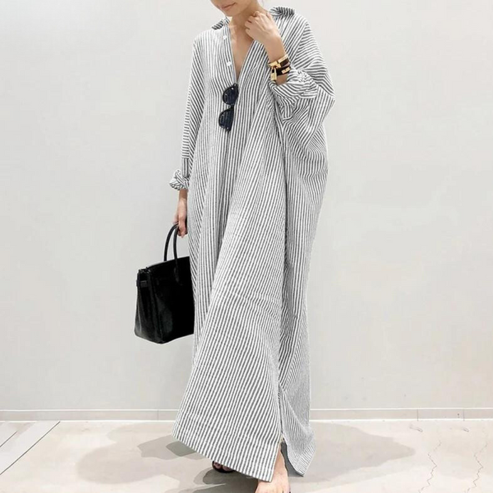 Stilla | Oversize Stribet Skjortekjole