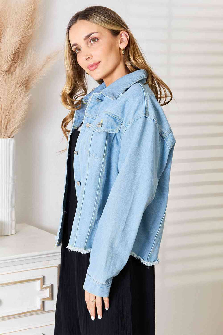 Stilla | Take Dropped Shoulder Raw Hem Denim Jacket