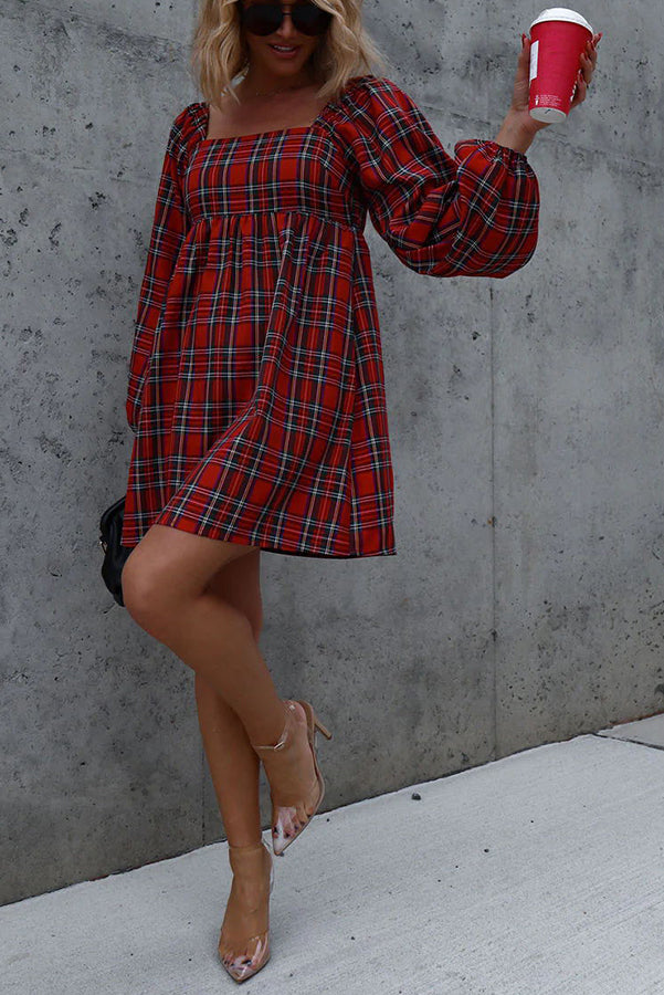 Stilla | A-lovely Time Plaid Babydoll Kjole