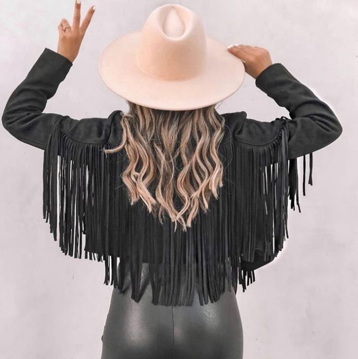 Stilla | Kvinders Faux Suede Frynse Bikerjakke