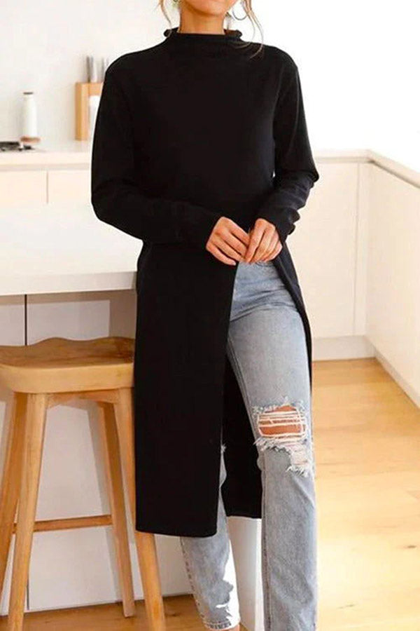 Stilla | Mylah Turtleneck Langærmet Høj Slids Kjole