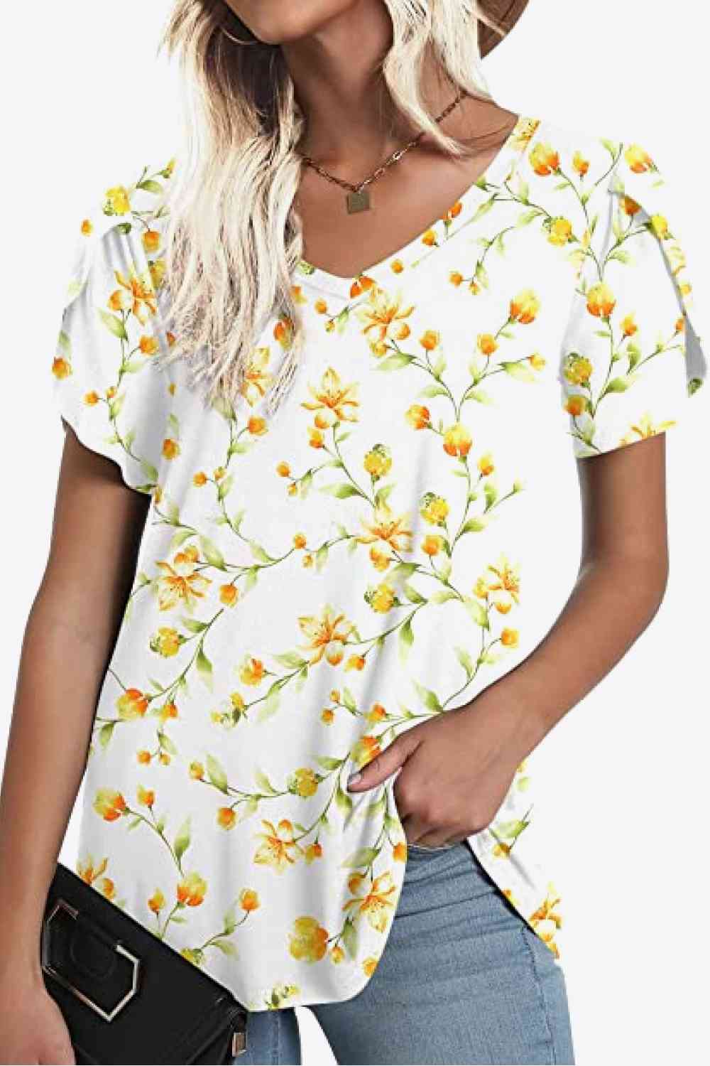 Stilla | Petal Sleeve V-hals Bluse