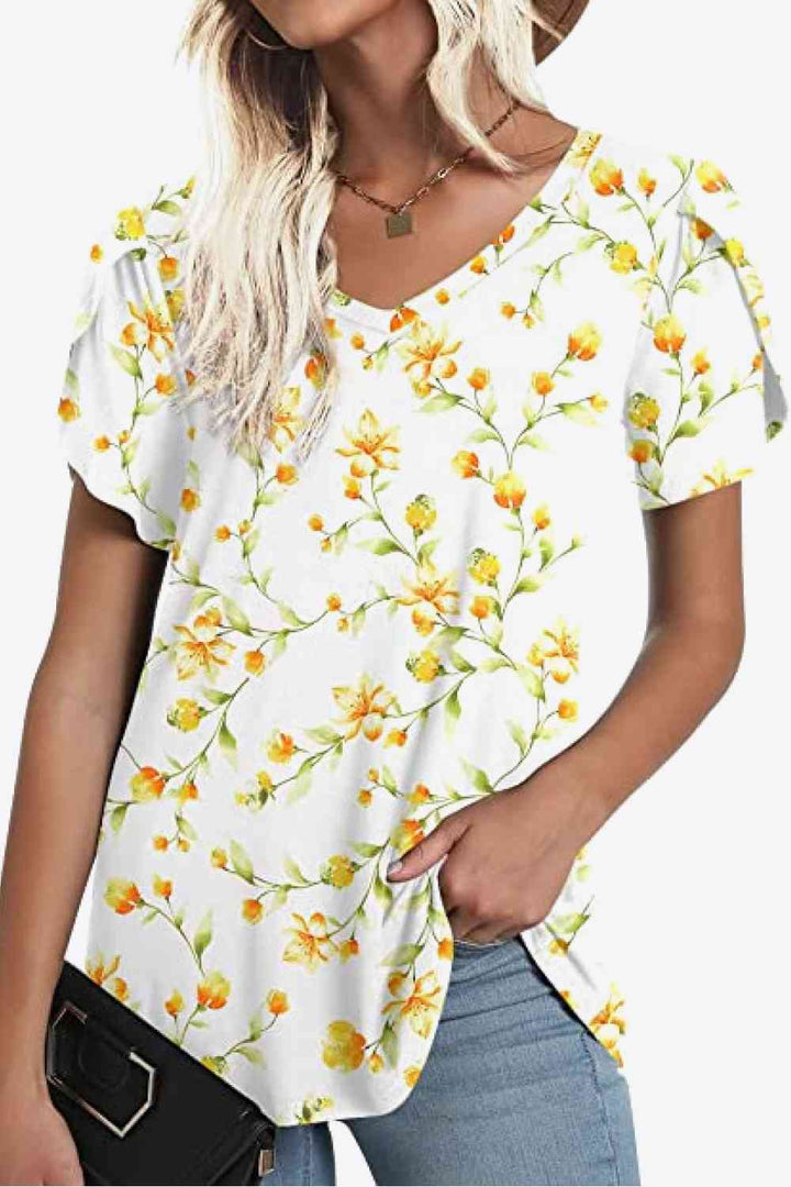 Stilla | Petal Sleeve V-hals Bluse