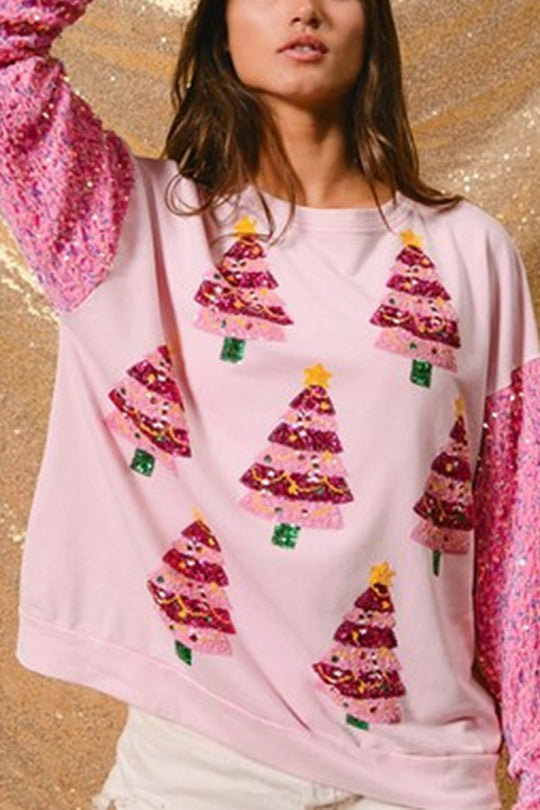 Stilla | Jul Løs Rundhals Pailletter Ærme Sweatshirt