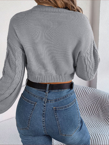 Stilla | Strikket Rund Hals Afkortet Sweater