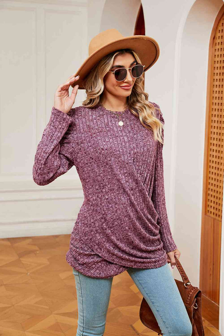 Stilla | Ærme Ribbet Twisted Top