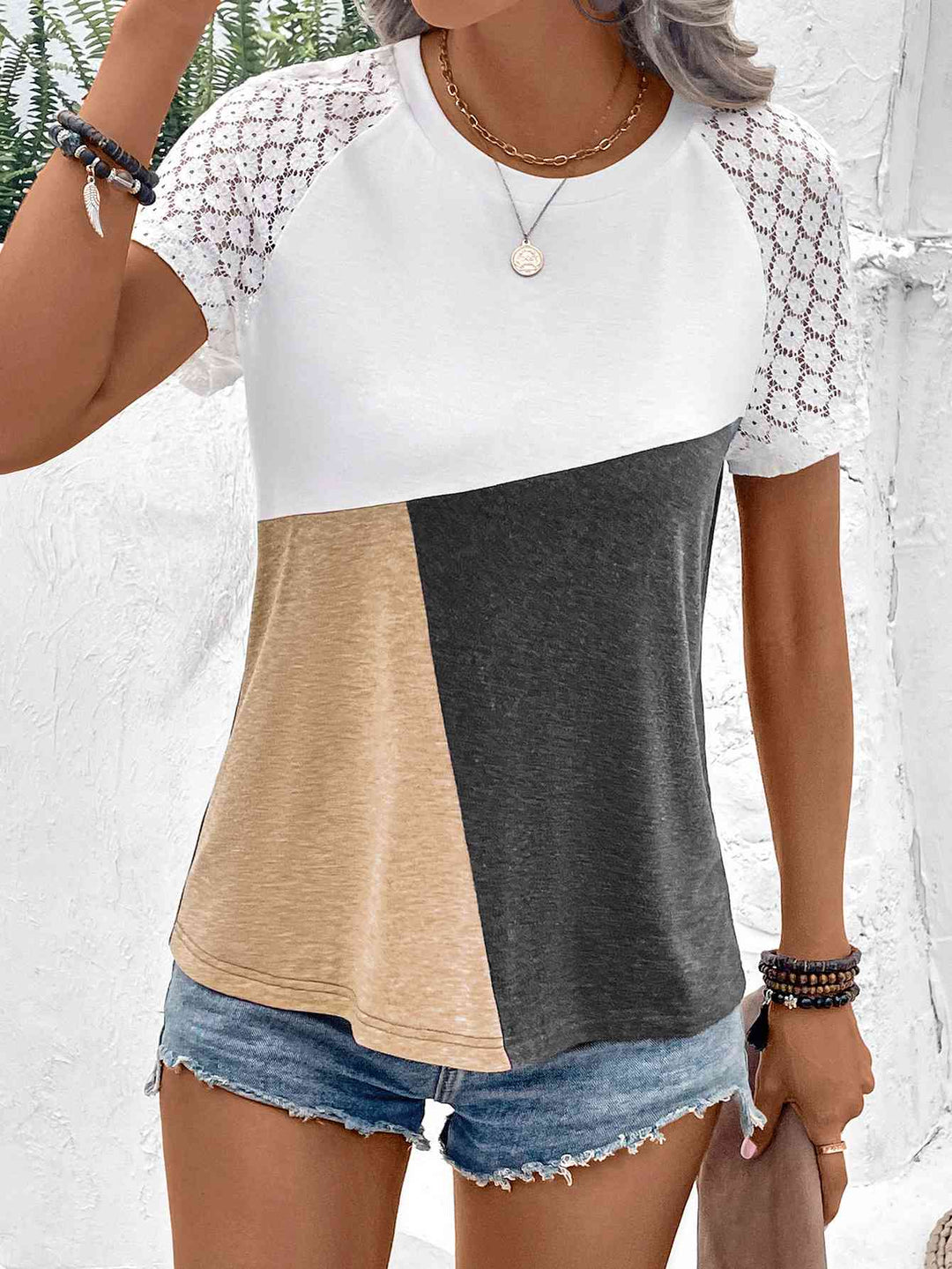 Stilla | Block Raglan Ærme Rund Hals T-shirt