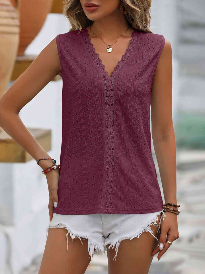 Stilla | Spliced Lace V-hals Udenærmelig Top