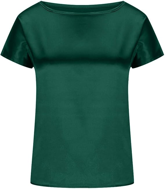 Dame Satin T-shirt med Elegant Vandfald-Udsnit og Enkle Detaljer Skovae