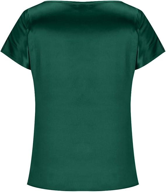 Dame Satin T-shirt med Elegant Vandfald-Udsnit og Enkle Detaljer Skovae