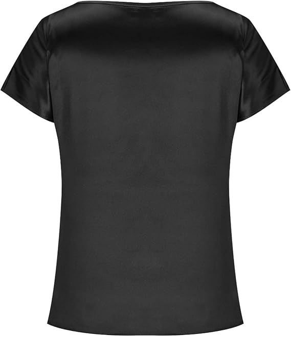 Dame Satin T-shirt med Elegant Vandfald-Udsnit og Enkle Detaljer Skovae